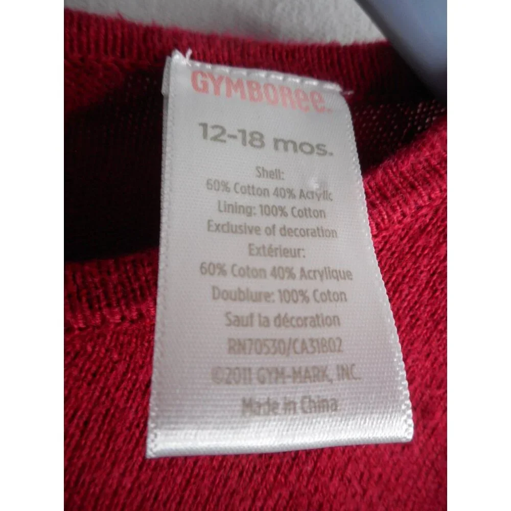 Deep Red Gymboree knit lined dress Sz 12-18 m cotton blend bow accent